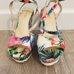 Nine West Tropical Floral Wedges